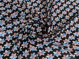 Шифон креповый цветочная абстракция, черный - интернет-магазин tkani-atlas.com.ua