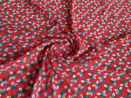 Шифон креповий квіткова абстракція, червоний - інтернет-магазин tkani-atlas.com.ua