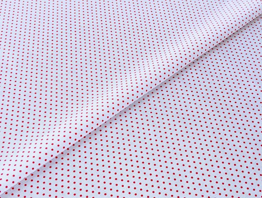 Поплін сорочечний горох, червоний на білому - фото 1 - інтернет-магазин tkani-atlas.com.ua