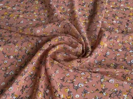 Шифон креповий дрібні квіточки, персиковий - інтернет-магазин tkani-atlas.com.ua