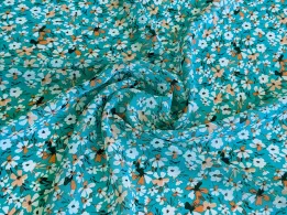 Шифон креповий весняна казка, бірюзово-блакитний - інтернет-магазин tkani-atlas.com.ua