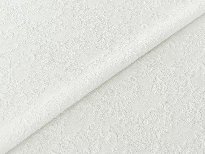 Жаккард Барвінок квітковий настрій, молочний - фото 1 - інтернет-магазин tkani-atlas.com.ua