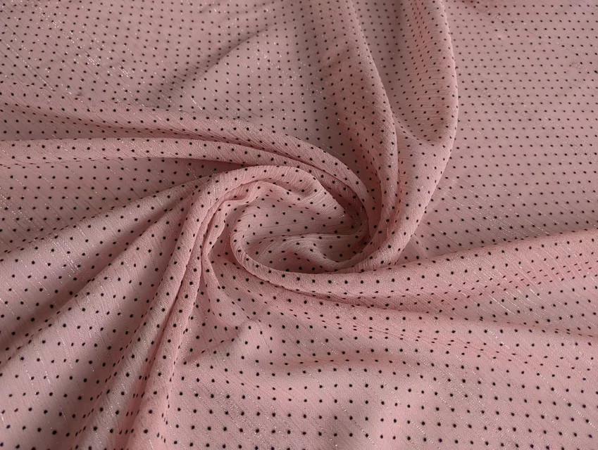 Шифон металік маленький горошок, темно-персиковий - фото 1 - інтернет-магазин tkani-atlas.com.ua