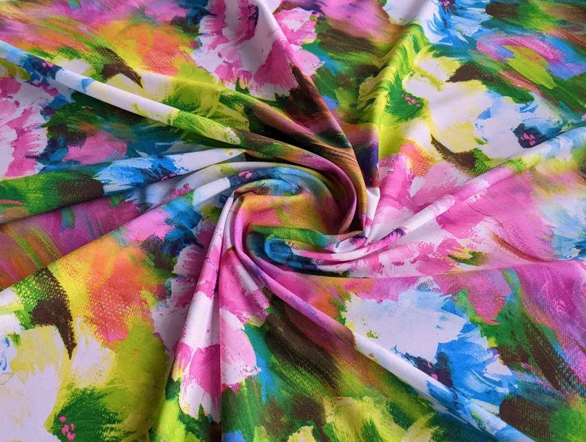 Софт принт квіткова акварель, рожевий з блакитним - фото 1 - інтернет-магазин tkani-atlas.com.ua