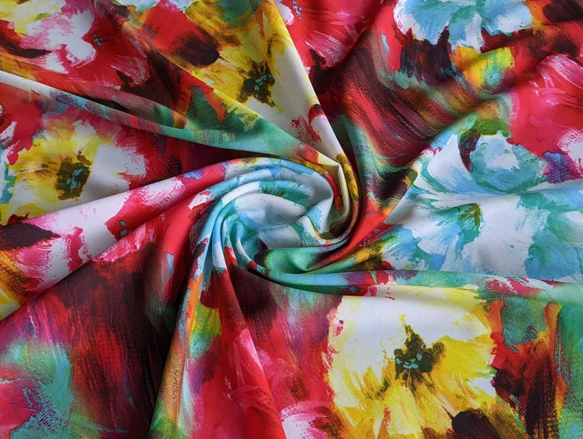 Софт принт квіткова акварель, червоний з блакитним - фото 1 - інтернет-магазин tkani-atlas.com.ua