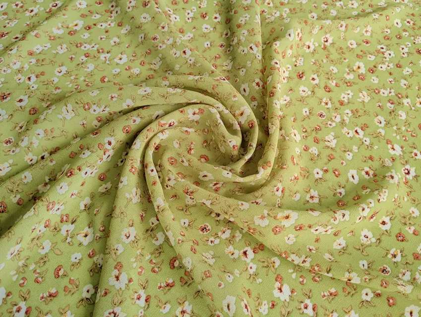 Шифон креповий літня поляна, світла олива - фото 1 - інтернет-магазин tkani-atlas.com.ua