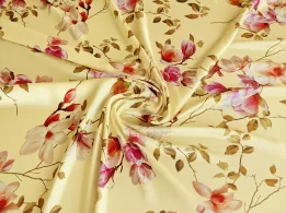 Шовк Армані квіткова фантазія, жовтий - інтернет-магазин tkani-atlas.com.ua