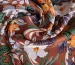 Штапель Бельмондо лилии, оранжевый на коричневом - фото 2 - интернет-магазин tkani-atlas.com.ua