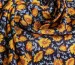Штапель Бельмондо цветочное плетение, оранжевый на темно-синем - фото 2 - интернет-магазин tkani-atlas.com.ua
