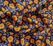 Штапель Бельмондо цветочное плетение, оранжевый на темно-синем - фото 3 - интернет-магазин tkani-atlas.com.ua