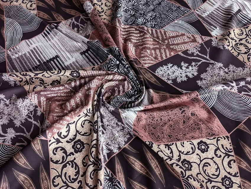 Софт принт геометрична абстракція, коричневий - фото 1 - інтернет-магазин tkani-atlas.com.ua