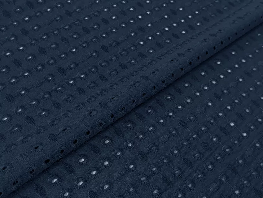 Прошва геометрична сітка, темно-синій - фото 1 - інтернет-магазин tkani-atlas.com.ua