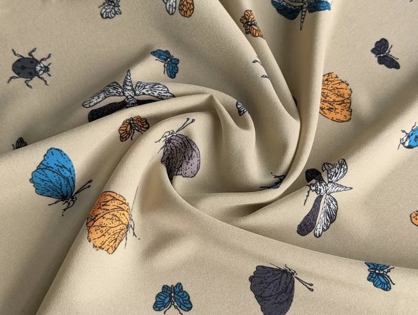 Софт принт комахи, бежевий - фото 1 - інтернет-магазин tkani-atlas.com.ua