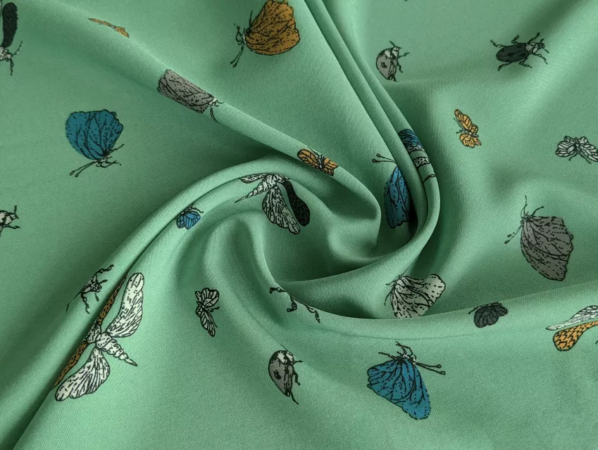 Софт принт комахи, м'ята - фото 1 - інтернет-магазин tkani-atlas.com.ua