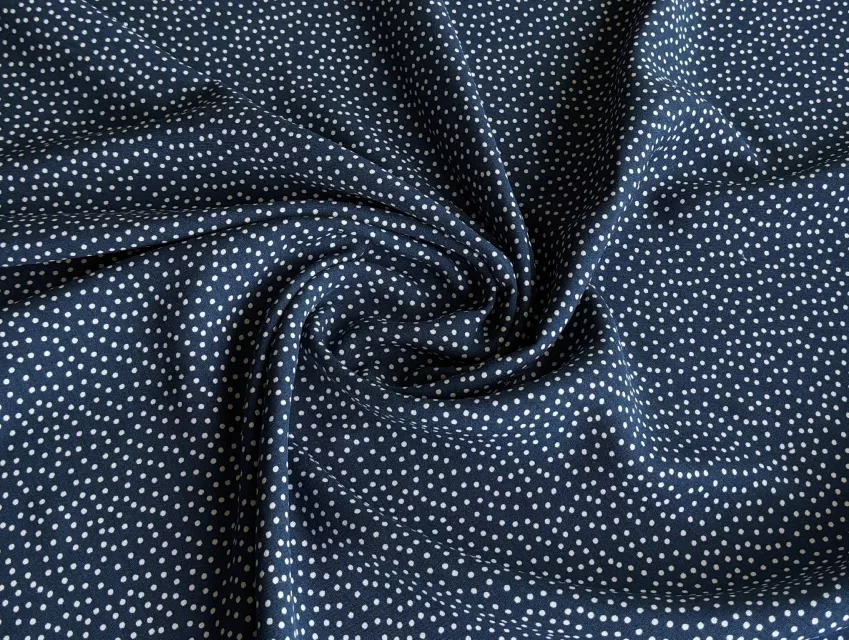 Штапель шелковистый горошки 1 мм, темно-синий - фото 1 - интернет-магазин tkani-atlas.com.ua