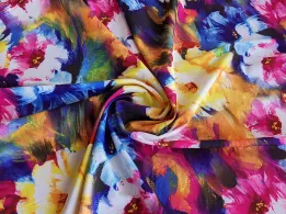 Софт принт квіткова акварель, бузковий з блакитним - інтернет-магазин tkani-atlas.com.ua