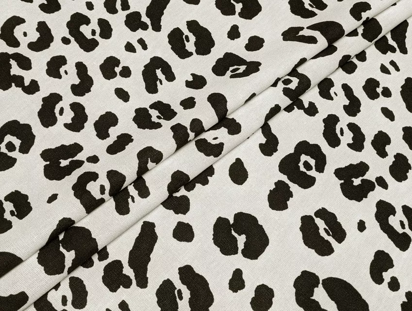 Льон з віскозою леопард, молочний - фото 1 - інтернет-магазин tkani-atlas.com.ua