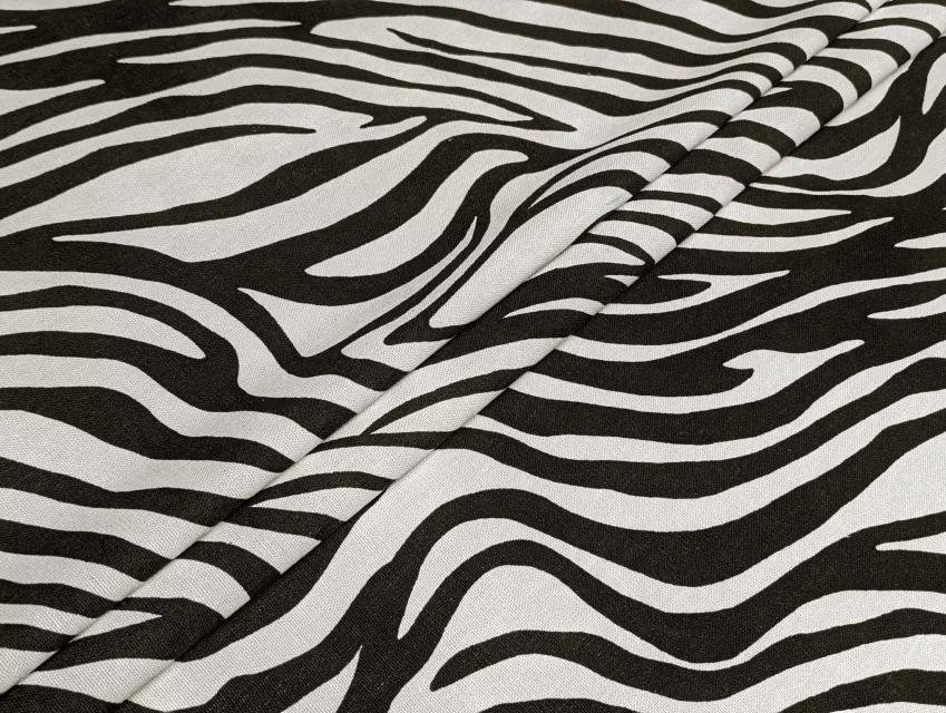 Лен с вискозой зебра, белый с черным - фото 1 - интернет-магазин tkani-atlas.com.ua