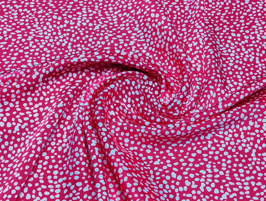 Шовк Армані розсип горошків, малиновий - фото 1 - інтернет-магазин tkani-atlas.com.ua