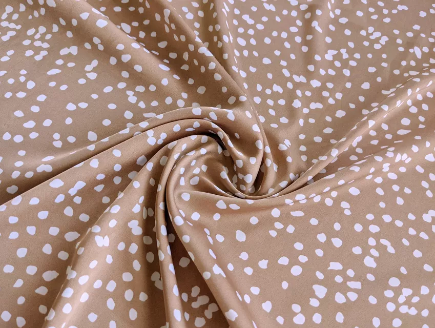 Шовк Армані нерівномірні горошки, темний бежевий - фото 1 - інтернет-магазин tkani-atlas.com.ua