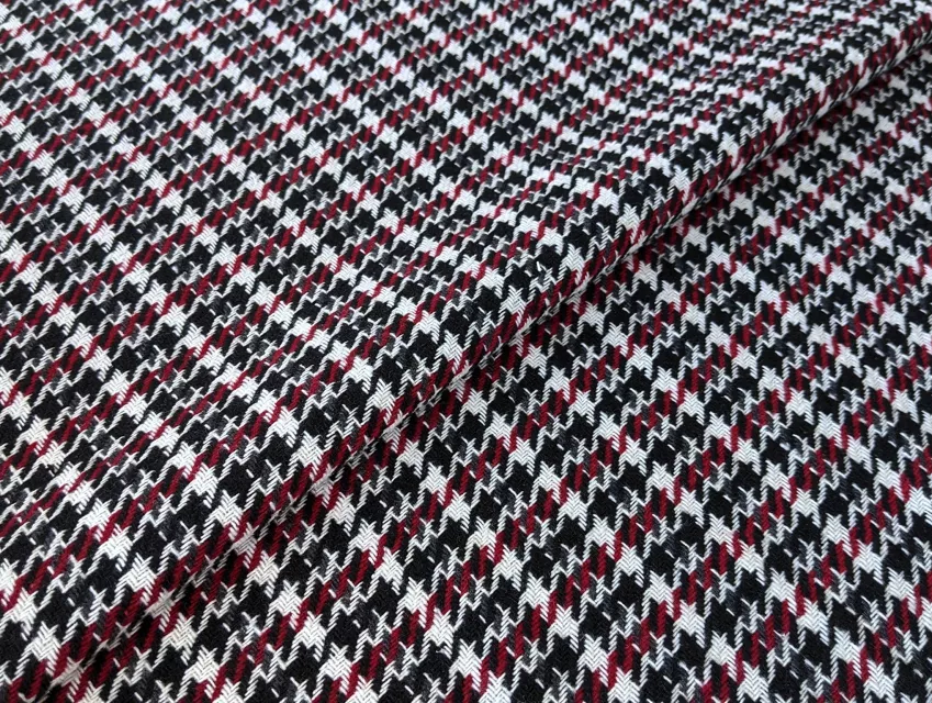 Костюмна твідова гусяча лапка, червоно-чорний - фото 1 - інтернет-магазин tkani-atlas.com.ua