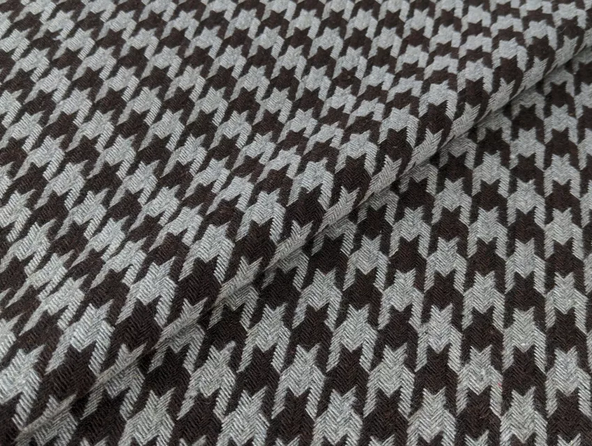 Костюмна твідова гусяча лапка, коричневий з сірим - фото 1 - інтернет-магазин tkani-atlas.com.ua