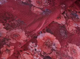 Диско чешуя квіткова композиція, червоний - інтернет-магазин tkani-atlas.com.ua