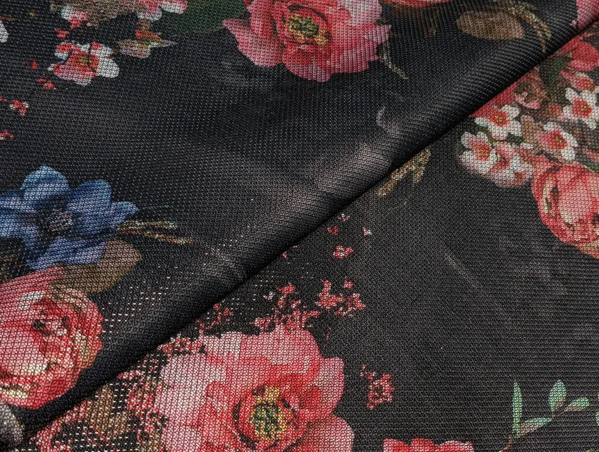 Диско чешуя квіткова композиція, чорний - фото 1 - інтернет-магазин tkani-atlas.com.ua