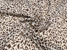 Шелк Армани гепард, коричневый на молочном - интернет-магазин tkani-atlas.com.ua