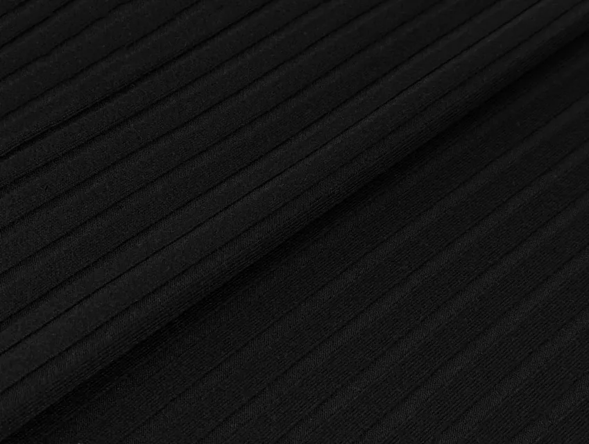 Трикотаж рубчик 7 мм, черный - фото 1 - интернет-магазин tkani-atlas.com.ua
