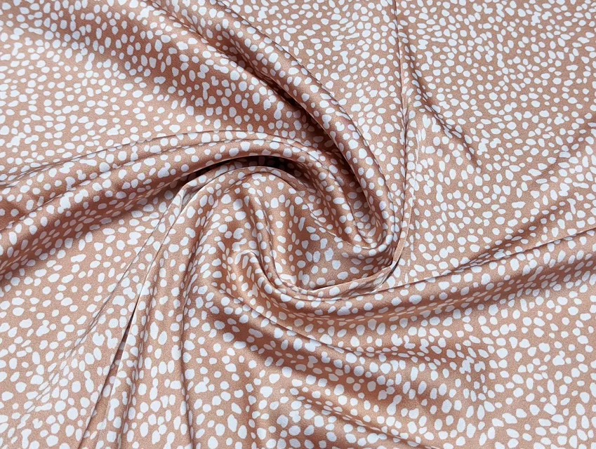 Шовк Армані розсип горошків, бежево-пудровий - фото 1 - інтернет-магазин tkani-atlas.com.ua