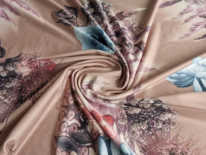 Трикотаж масло великі квіти, бежевий - фото 1 - інтернет-магазин tkani-atlas.com.ua