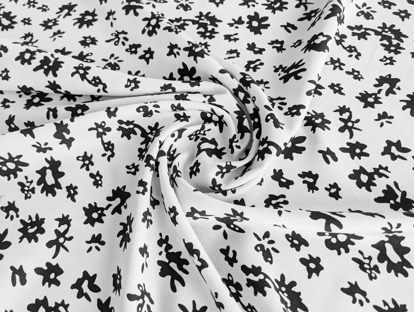 Штапель Бельмондо цветочная абстракция, белый - фото 1 - интернет-магазин tkani-atlas.com.ua