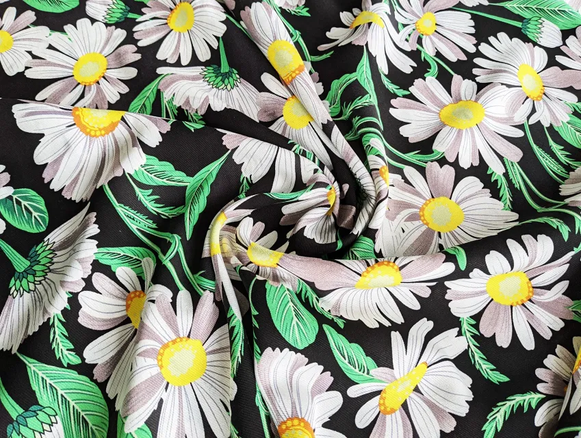 Штапель Бельмондо ромашка, чорний - фото 1 - інтернет-магазин tkani-atlas.com.ua