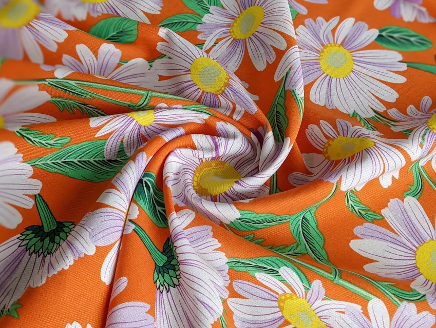 Штапель Бельмондо ромашка, помаранчевий - фото 1 - інтернет-магазин tkani-atlas.com.ua