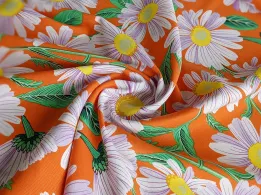 Штапель Бельмондо ромашка, помаранчевий - інтернет-магазин tkani-atlas.com.ua