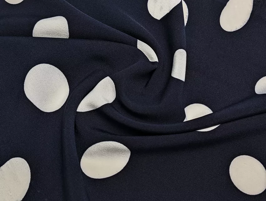 Софт принт горошки, темно-синій - фото 1 - інтернет-магазин tkani-atlas.com.ua