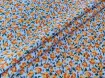 Коттон весенняя полянка, оранжевый на голубом - интернет-магазин tkani-atlas.com.ua