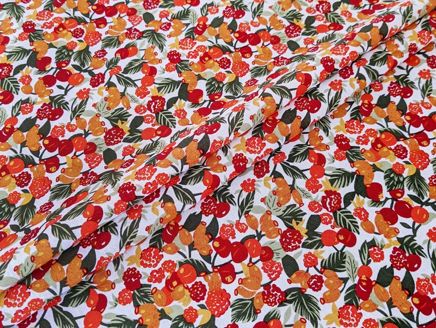 Коттон лесные ягоды, оранжевый - фото 1 - интернет-магазин tkani-atlas.com.ua