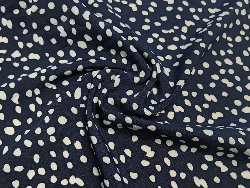 Софт принт розсип горошків, темно-синій - фото 1 - інтернет-магазин tkani-atlas.com.ua
