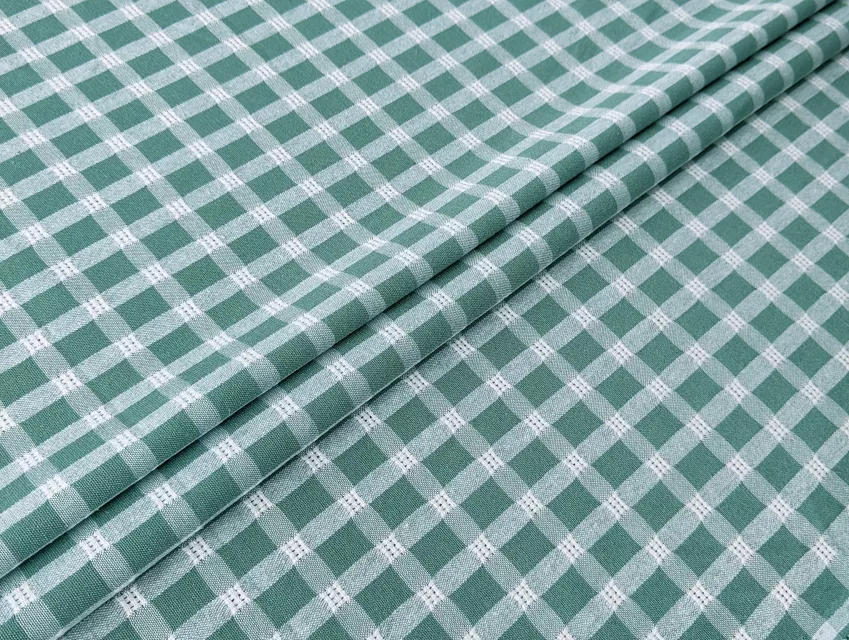 Котон жаккард клітинка 15 мм, сіро-зелений - фото 1 - інтернет-магазин tkani-atlas.com.ua