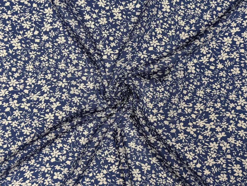 Штапель шовковистий квіткова поляна, синій - фото 1 - інтернет-магазин tkani-atlas.com.ua