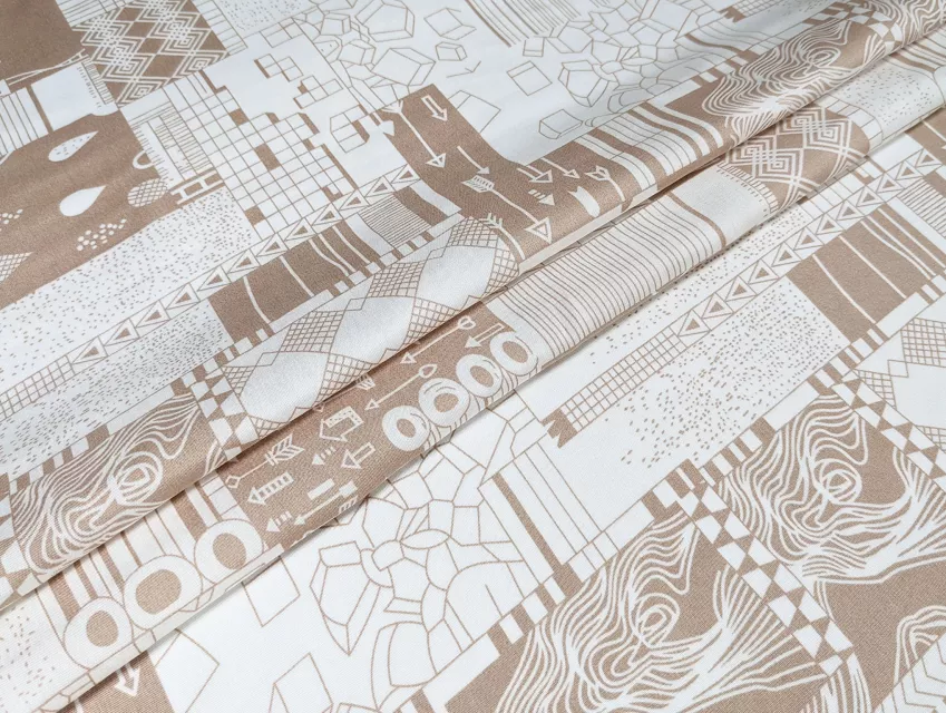 Штапель шовковистий велика абстракція, темний бежевий - фото 1 - інтернет-магазин tkani-atlas.com.ua