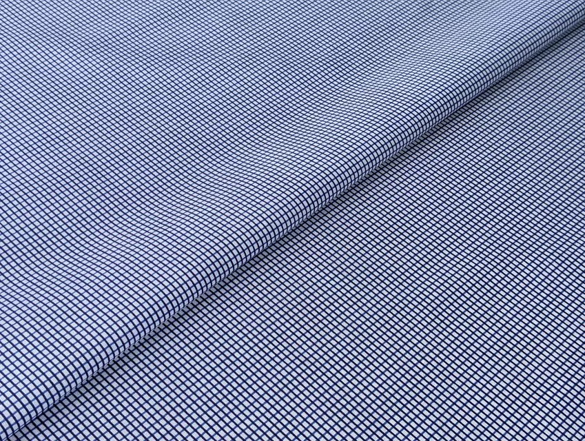 Поплін сорочечний дрібна клітинка, темно-синій на білому - фото 1 - інтернет-магазин tkani-atlas.com.ua