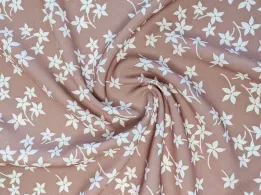 Дона креп квіткова поляна, темний бежевий - інтернет-магазин tkani-atlas.com.ua