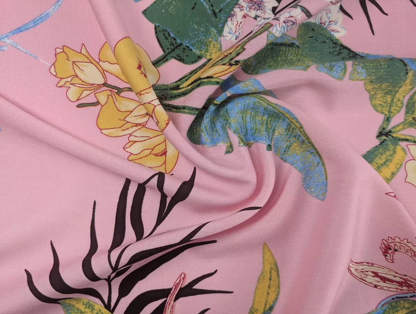 Штапель букет, рожевий - фото 1 - інтернет-магазин tkani-atlas.com.ua