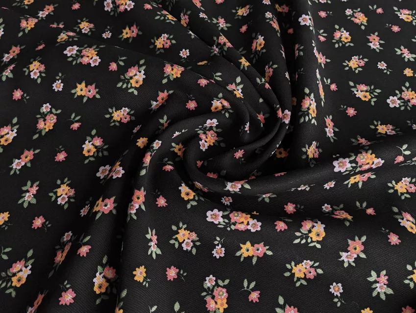 Штапель Бельмондо цветочный прованс, черный - фото 1 - интернет-магазин tkani-atlas.com.ua