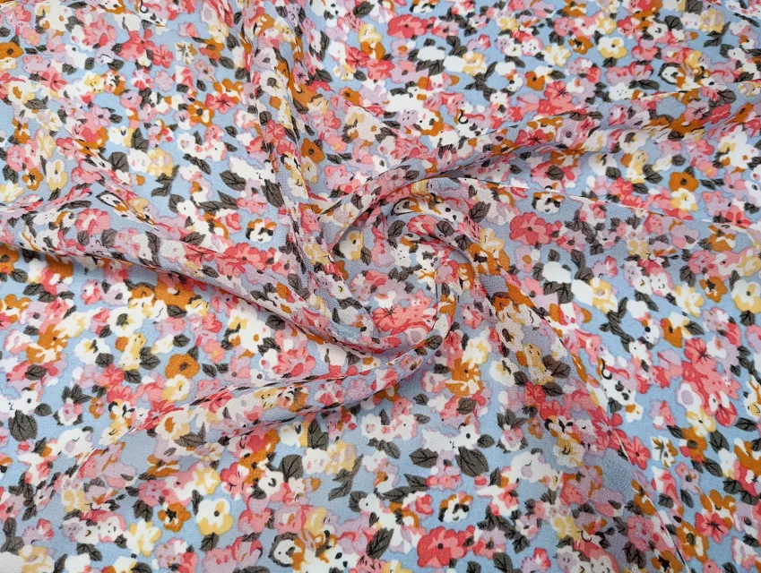 Шифон креповий квіткова фантазія, рожевий - фото 1 - інтернет-магазин tkani-atlas.com.ua