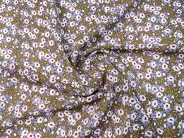 Шифон креповий квіткова казка, коричневий - інтернет-магазин tkani-atlas.com.ua