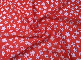 Шифон креповий маленька квіточка, червоний - інтернет-магазин tkani-atlas.com.ua